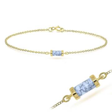 Gold Plated White Turquoise Silver Bracelet BRS-236-GP